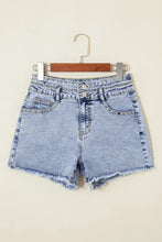 Rhinestone Light Wash Raw Hem High Waist Denim Shorts Denim Shorts