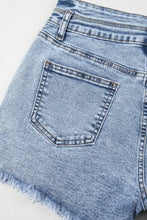 Rhinestone Light Wash Raw Hem High Waist Denim Shorts Denim Shorts