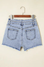Rhinestone Light Wash Raw Hem High Waist Denim Shorts Denim Shorts