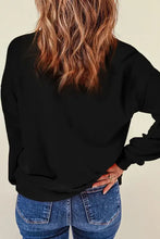 Black Rhinestone Love round neck long sleeve sweatshirt with v-neck and pockets