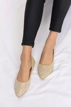 Sparkling gold rhinestone point toe flat slip-ons