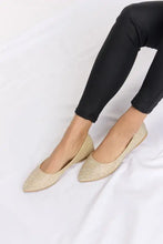 Sparkling gold rhinestone point toe flat slip-ons with embellishments