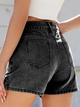 Rhinestone Washed High Waist Denim Shorts Denim Shorts