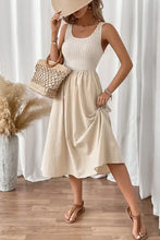 Ribbed Bodice Sleeveless Midi Dress Casual Dresses
