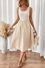 Ribbed Bodice Sleeveless Midi Dress Casual Dresses