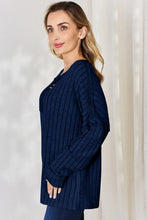 Ribbed Half Button Knit Top for Women Long Sleeve Rust