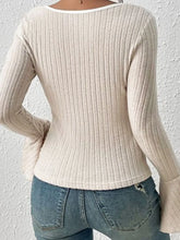 Ribbed Knit Bell Sleeve Top for Women