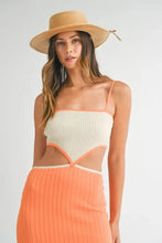 Ribbed Knit Color Block Cutout Midi Dress for Women Woman Sweater Dresses