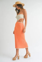 Ribbed Knit Color Block Cutout Midi Dress for Women