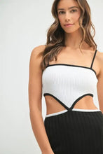 Ribbed Knit Color Block Midi Dress with Cutout Detail Woman Sweater Dresses