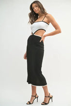 Ribbed Knit Color Block Midi Dress with Cutout Detail Woman Sweater Dresses