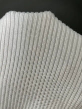 Ribbed knit contrast trim sweater dress in soft off-white fabric
