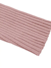 Soft pink ribbed knit scarf with cozy textured weave on Ribbed Knit Square Neck Bodycon Sweater Dress