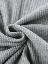 Gray ribbed knit fabric closeup of Ribbed Knit Top and Shorts Set with Hoodie