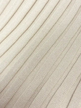 Beige ribbed knit V-neck maxi dress fabric with interlocking texture