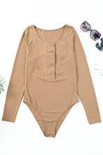 Ribbed Long Sleeve Button Down Bodysuit with Distressed Jeans