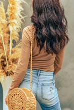 Ribbed Long Sleeve Button Down Bodysuit with Distressed Jeans