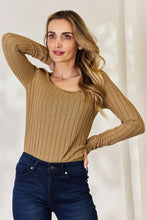 Ribbed Long Sleeve T Shirt with Dark Jeans for Women