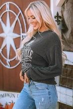 Ribbed Round Neck Long Sleeve Graphic Sweatshirt Woman Sweatshirts