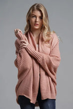 Ribbed Trim Longline Cardigan with Dolman Sleeve Open Front in Lavender Pink One Size Woman Outerwear