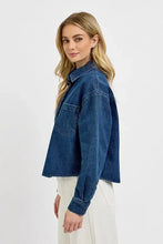 RISEN Button Up Long Sleeve Denim Shacket Woman Outerwear