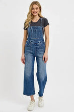 Plus size RISEN knotted strap denim overalls in light wash