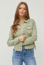 RISEN Full Size Raw Hem Button Up Cropped Denim Jacket Plus Size Woman Outerwear