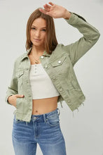 RISEN Full Size Raw Hem Button Up Cropped Denim Jacket Plus Size Woman Outerwear