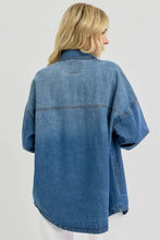 RISEN Full Size Snap Down Long Sleeve Denim Shacket Woman Outerwear