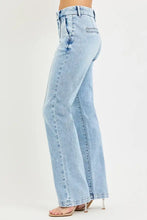 Light-wash denim risen tummy control high-rise flare jeans with classic five-pocket design and stitched detailing