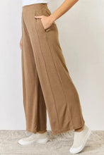 RISEN Ultra Soft wide leg pants in brown high-waisted style with vertical seams