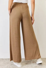 Risen Ultra Soft tan wide-leg knit pants with side pockets