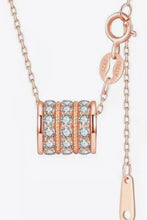 Rose gold sterling silver necklace with CZ cylindrical pendant