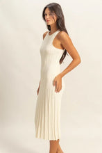 Cream Ribbed Knit Round Neck Bodycon Midi Dress