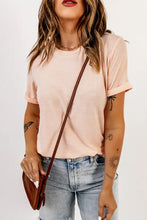 Round Neck Cuffed Short Sleeve Tee Woman T Shirts