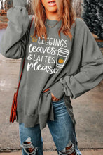 Round Neck Dropped Shoulder LEGGINGS LEAVES LATTES PLEASE Graphic Sweatshirt Woman Sweatshirts