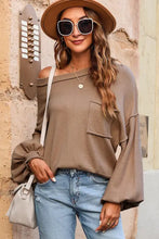 Round Neck Dropped Shoulder Sweater Camel Sweater Pullovers