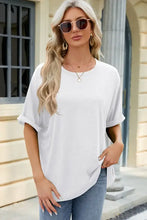 Women’s plain white oversized round neck half sleeve t-shirt