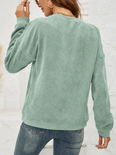 Mint green corduroy round neck long sleeve MAMA graphic sweatshirt