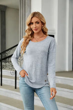 Round Neck Long Sleeve T-Shirt Light Gray Woman T Shirts