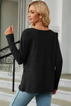 Black round neck long sleeve T-shirt with side lacing details