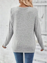 Heather grey marled knit round neck long sleeve t-shirt