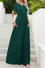Round Neck Maxi Tee Dress with Pockets Woman Maxi Dress