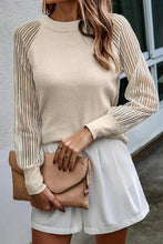 Round Neck Raglan Sleeve Knit Top Ivory Sweater Pullovers