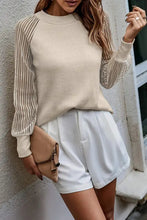 Round Neck Raglan Sleeve Knit Top Sweater Pullovers
