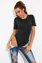 Black Short Sleeve Bodysuit with Ripped Jeans for Women Black