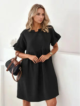 Round Neck Short Sleeve Mini Dress Black Casual Dresses