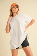 Round Neck Short Sleeve Oversized White T Shirt for Women WHITE