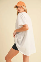 Round Neck Short Sleeve Oversized White T Shirt for Women