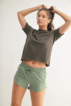 Round Neck Short Sleeve T Shirt with Classic Boxy Fit for Women DARK OLIVE Woman T Shirts